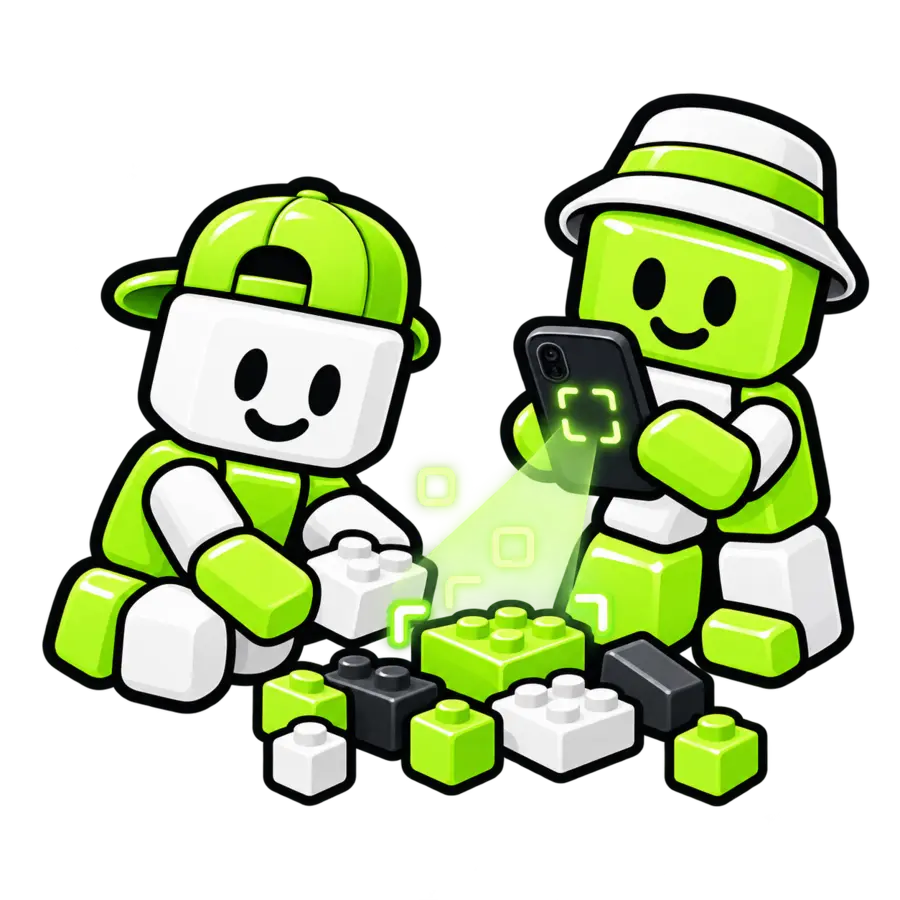 BrickBack builders using phone recognition to compare loose pieces